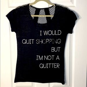 Shopaholic Graphic Tee Black Netted T Shirt